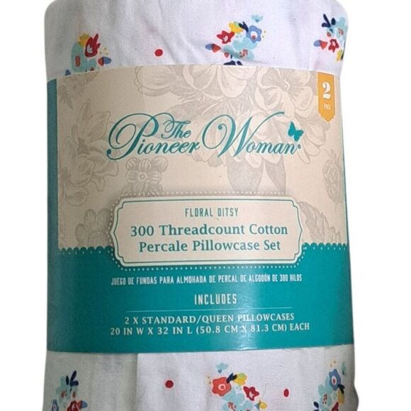 The Pioneer Woman Floral Ditsy 300 Thread Count Home Bed Floral Pillowcase Set 2 - Picture 6 of 9